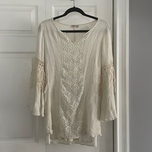 Cream tulip sleeve bohemian tunic